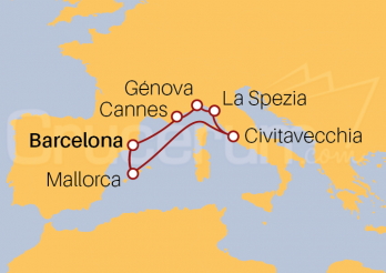 Itinerario Crucero Crucero Maravilla Mediterránea desde Barcelona 2023