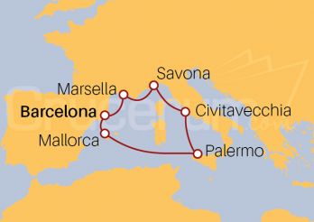 Itinerario Crucero Mediterráneo en crucero sostenible