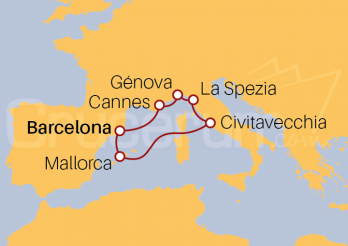 Itinerario Crucero Crucero por Mar Mediterráneo desde Barcelona III 2022