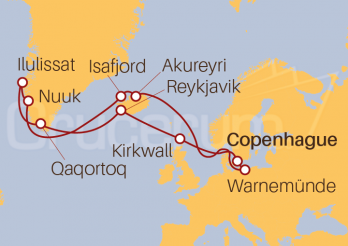 Itinerario Crucero Crucero Islandia y Groenlandia desde Copenhague