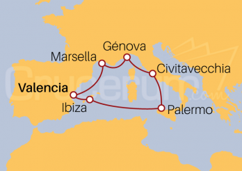 Itinerario Crucero Crucero Mediterráneo desde Valencia 2023