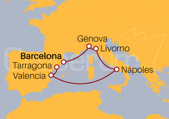 Itinerario Crucero Crucero Mediterráneo, de Barcelona a Tarragona