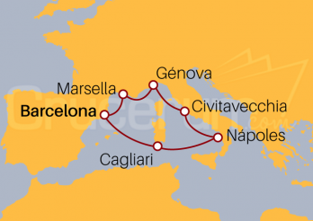 Itinerario Crucero Crucero Mediterráneo 2023