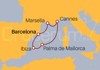 Itinerario Crucero Encanto Francés y Noches Ibicencas