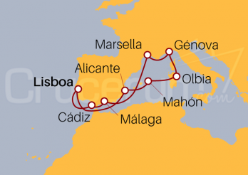 Itinerario Crucero Península Ibérica, Baleares, Italia y Francia