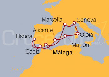 Itinerario Crucero Península Ibérica, Baleares, Italia y Francia