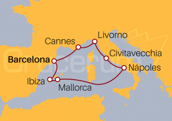 Itinerario Crucero Mediterráneo desde Barcelona 2022 - 2023