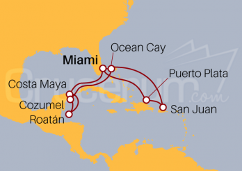 Itinerario Crucero Caribe Occidental y Oriental