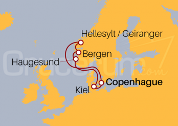 Itinerario Crucero Fiordos 2024 desde Copenhague