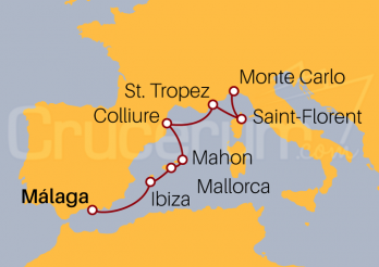 Itinerario Crucero De Málaga a Monte carlo