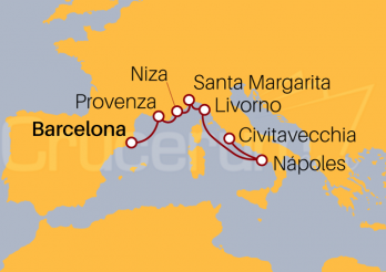 Itinerario Crucero Italia y Francia desde Barcelona