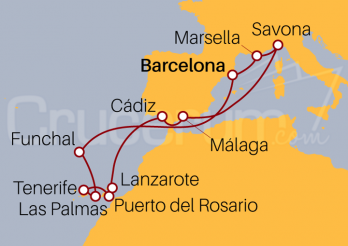 Itinerario Crucero Islas Canarias y Península Ibérica