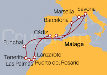 Itinerario Crucero Islas Canarias desde Málaga