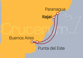 Itinerario Crucero Itajai, Punta del Este, Buenos Aires y Paranaguá