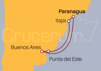 Itinerario Crucero Paranagua, Itajai, Punta del Este y Buenos Aires