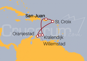 Itinerario Crucero Islas Vírgenes y Antillas Holandesas