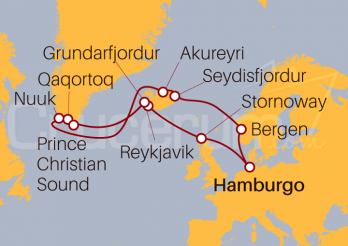 Itinerario Crucero Fiordos, Islandia y Groenlandia