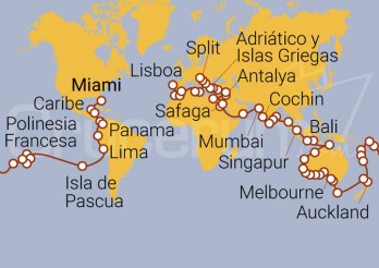 Itinerario Crucero Vuelta al Mundo 2026
