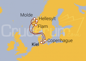 Itinerario Crucero Fiordos: Hellesylt, Molde y Flam