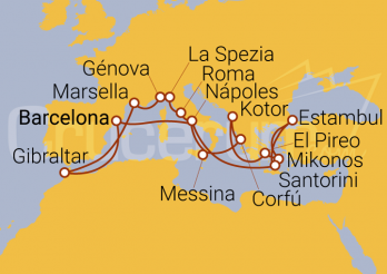 Itinerario Crucero Mediterráneo Completo