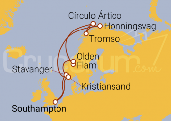 Itinerario Crucero Fiordos Noruegos y Círculo Ártico
