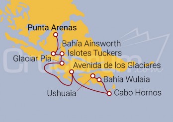 Itinerario Crucero Fiordos de Tierra del Fuego