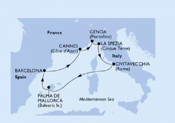 Itinerario Crucero Mediterráneo 2025