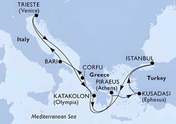 Crucero de 10 días desde Pireo (Atenas) a bordo del MSC Fantasia 2026 MSC Cruceros
