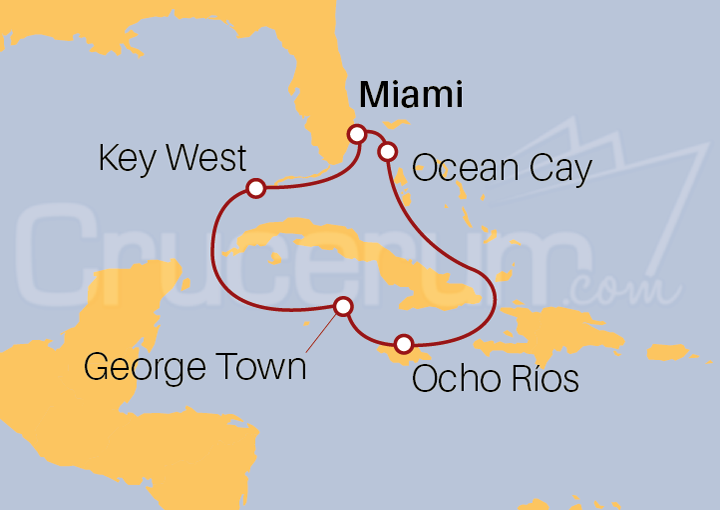 crucero jamaica, islas caimán y bahamas desde miami (eeuu