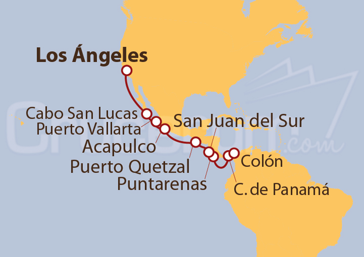 Itinerario Crucero Canal de Panamá desde Los Ángeles a Colón 2022