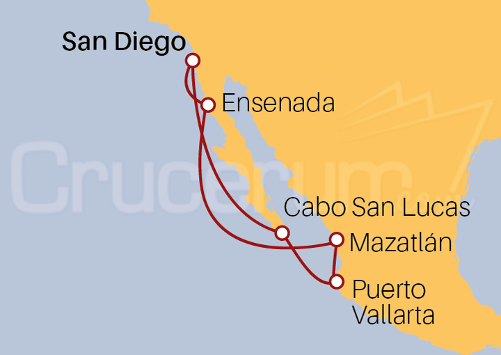 Itinerario Crucero Rivera Mexicana desde San Diego 2022 - 2023