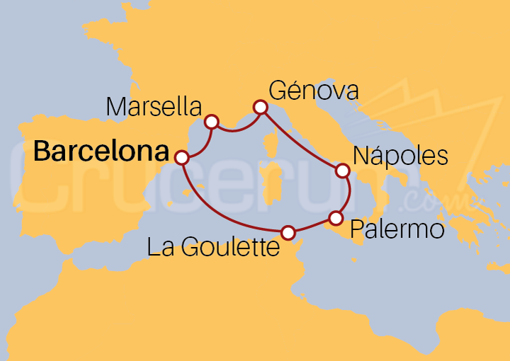 Itinerario Crucero Crucero Maravilla Mediterránea desde Barcelona II 2023