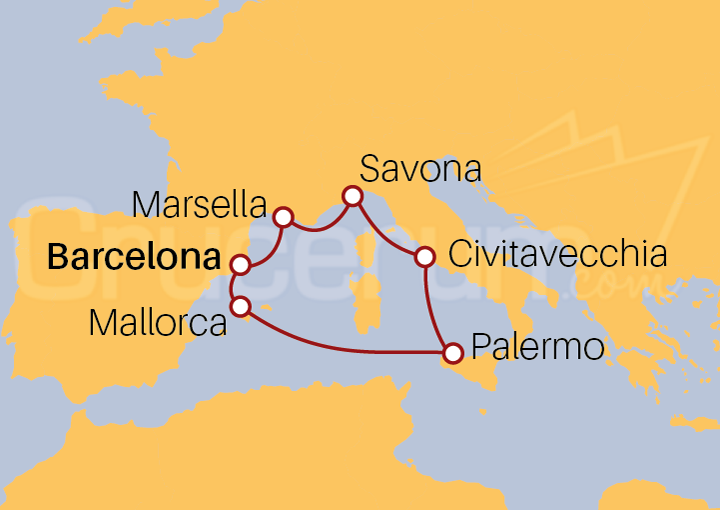 Itinerario Crucero Mediterráneo en crucero sostenible