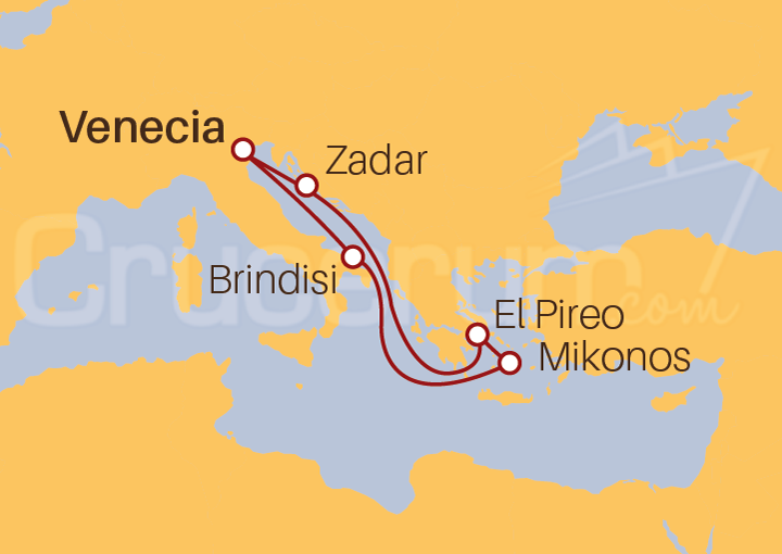 Itinerario Crucero Crucero Mediterráneo Oriental desde Venecia 2023