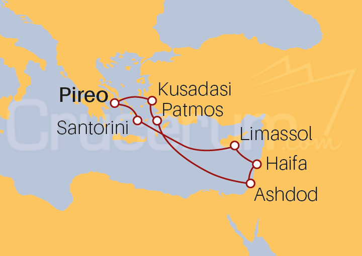 Itinerario Crucero Islas griegas con Turquia, Israel y Chipre