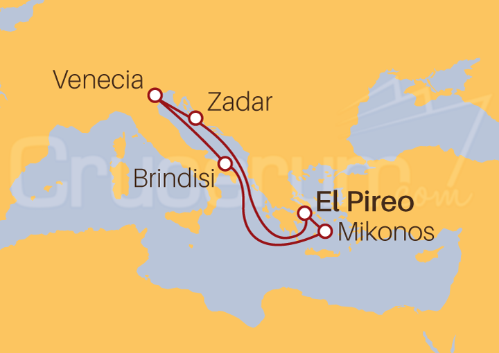 Itinerario Crucero Crucero Mediterráneo Oriental desde Pireo 2022