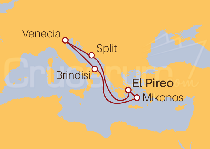 Itinerario Crucero Crucero Mediterráneo Oriental desde Pireo II 2022