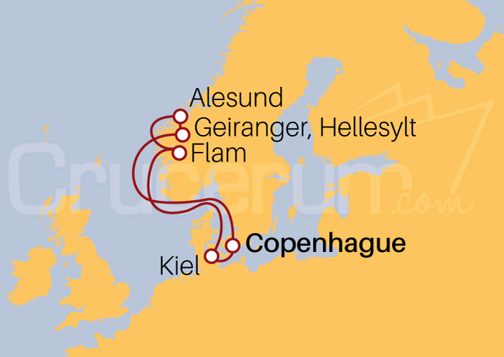 Itinerario Crucero Crucero Fiordos Noruegos desde Copenhague IV 2022