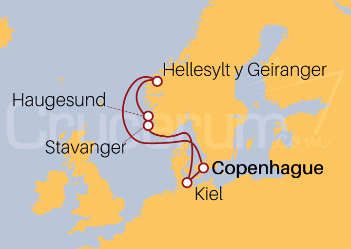 Itinerario Crucero Crucero Fiordos Noruegos desde Copenhague 2022