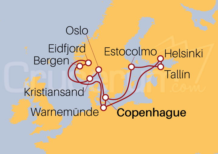 Itinerario Crucero Crucero Fiordos y Báltico 2022