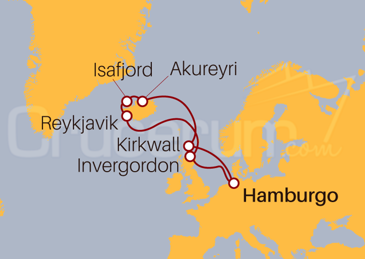 Itinerario Crucero Crucero Gran Islandés desde Hamburgo 2022