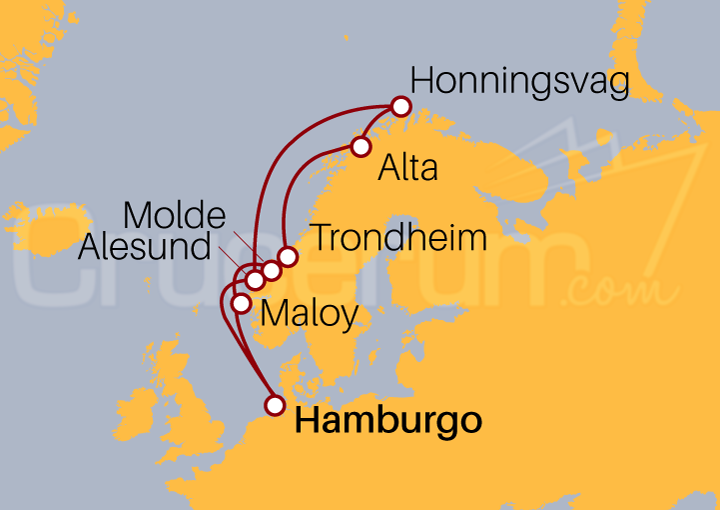 Itinerario Crucero Crucero Maravilla Noruega desde Hamburgo 2022