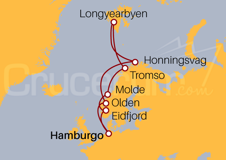 Itinerario Crucero Crucero por Noruega desde Hamburgo 2022