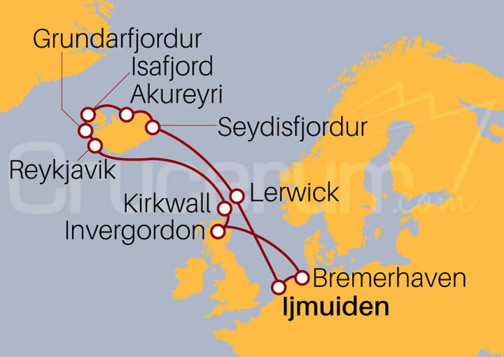 Itinerario Crucero Leyendas de Islandia 2022