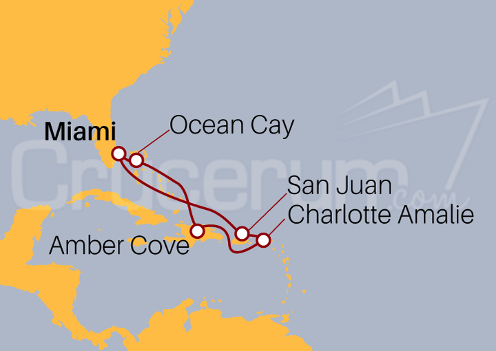 Itinerario Crucero Crucero Maravillas del Caribe desde Miami 2022