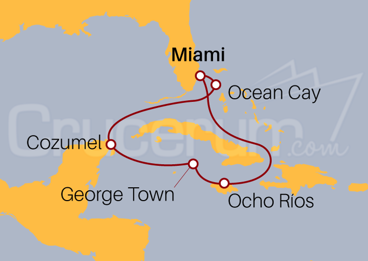 Itinerario Crucero Crucero desde Miami por el Mar Caribe V 2022