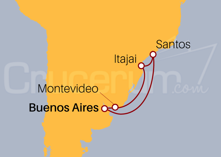 Itinerario Crucero Crucero por Brasil y Uruguay