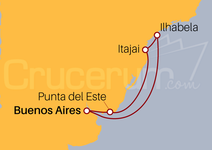 Itinerario Crucero Crucero Sudamericano desde Buenos Aires IV 2023