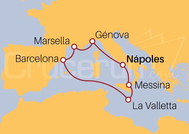 Itinerario Crucero Crucero Mar Mediterráneo desde Génova 2023