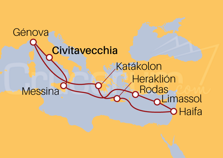 Itinerario Crucero Crucero Gran Maravilla Mediterránea desde Civitavecchia 2022